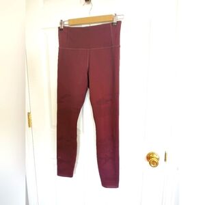 Athleta Leggings Womens Small Maroon Persistence Laser Cut 7/8 Tight Vented S